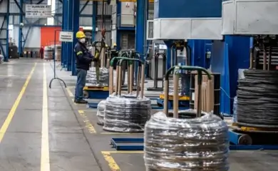 Steel wire coils at the Deacero Summit plant