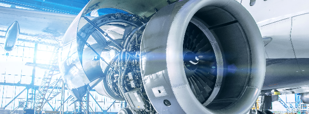 Aircraft turbine open for maintenance