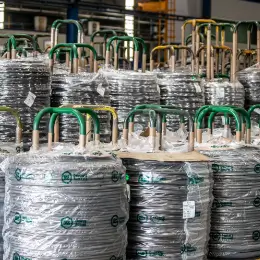 Steel wire coils packaged in plastic
